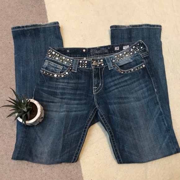 Miss Me Crystal Studs JP4288-5 Bootcut Jeans 28 - Picture 4 of 8